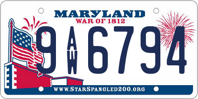 MD license plate 9AW6794