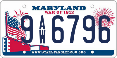MD license plate 9AW6796