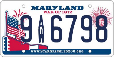MD license plate 9AW6798