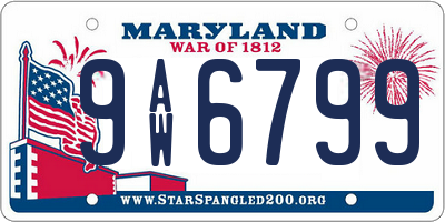 MD license plate 9AW6799