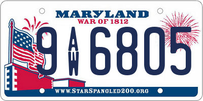 MD license plate 9AW6805