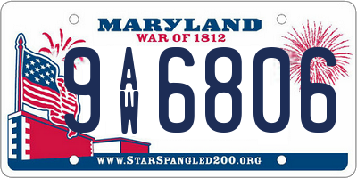 MD license plate 9AW6806