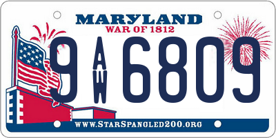 MD license plate 9AW6809