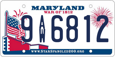 MD license plate 9AW6812
