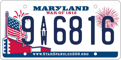 MD license plate 9AW6816