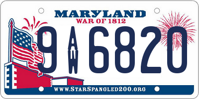 MD license plate 9AW6820