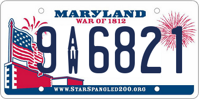 MD license plate 9AW6821