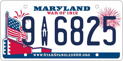 MD license plate 9AW6825