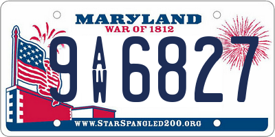 MD license plate 9AW6827