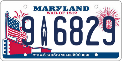 MD license plate 9AW6829