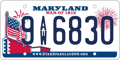 MD license plate 9AW6830