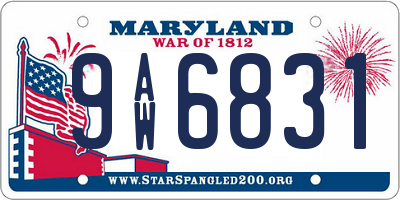 MD license plate 9AW6831