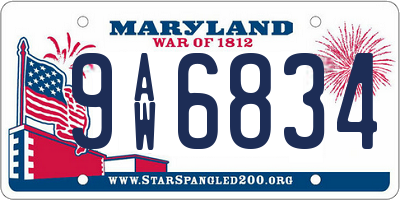 MD license plate 9AW6834