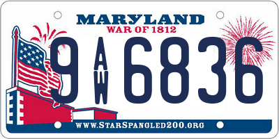 MD license plate 9AW6836