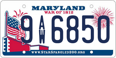 MD license plate 9AW6850
