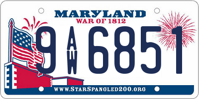 MD license plate 9AW6851