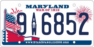 MD license plate 9AW6852