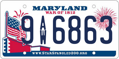 MD license plate 9AW6863