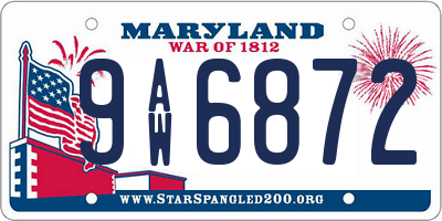 MD license plate 9AW6872