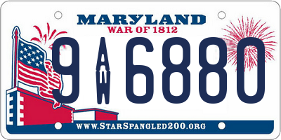 MD license plate 9AW6880