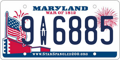 MD license plate 9AW6885