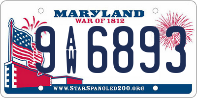 MD license plate 9AW6893