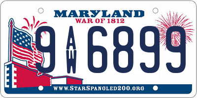 MD license plate 9AW6899