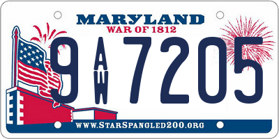 MD license plate 9AW7205