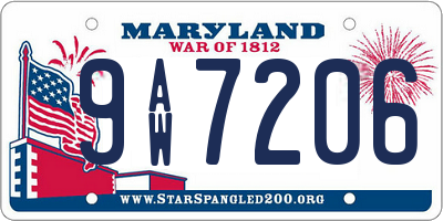 MD license plate 9AW7206