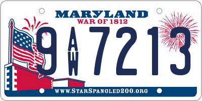 MD license plate 9AW7213