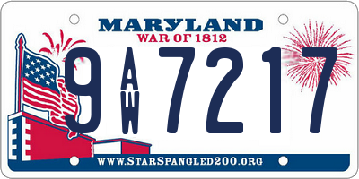 MD license plate 9AW7217