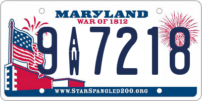 MD license plate 9AW7218