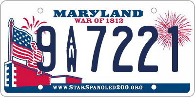 MD license plate 9AW7221