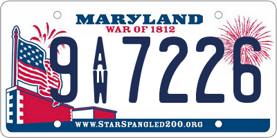 MD license plate 9AW7226