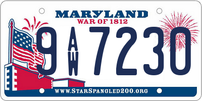 MD license plate 9AW7230