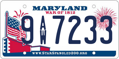 MD license plate 9AW7233
