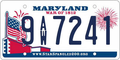 MD license plate 9AW7241