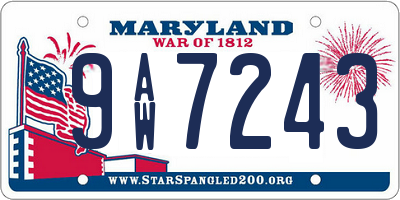 MD license plate 9AW7243