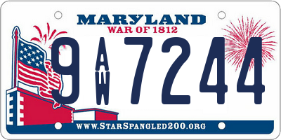 MD license plate 9AW7244