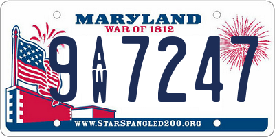 MD license plate 9AW7247