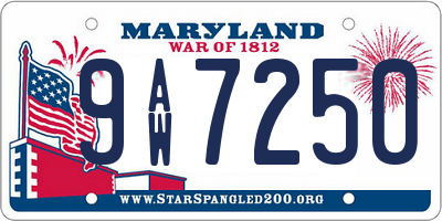 MD license plate 9AW7250
