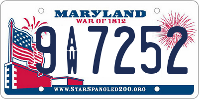 MD license plate 9AW7252