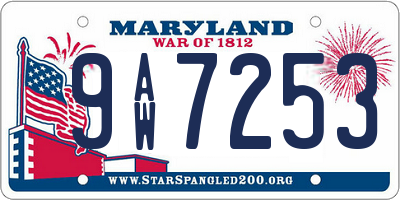 MD license plate 9AW7253