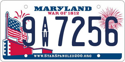 MD license plate 9AW7256
