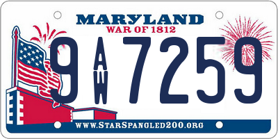 MD license plate 9AW7259