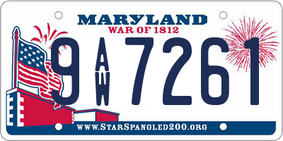 MD license plate 9AW7261