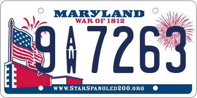 MD license plate 9AW7263