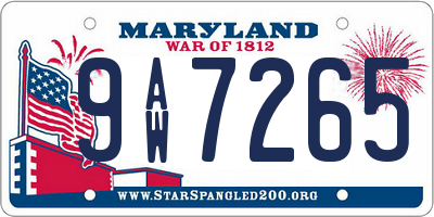 MD license plate 9AW7265