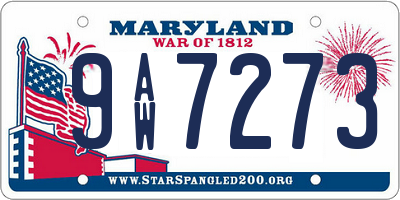 MD license plate 9AW7273