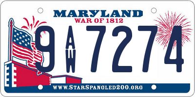 MD license plate 9AW7274